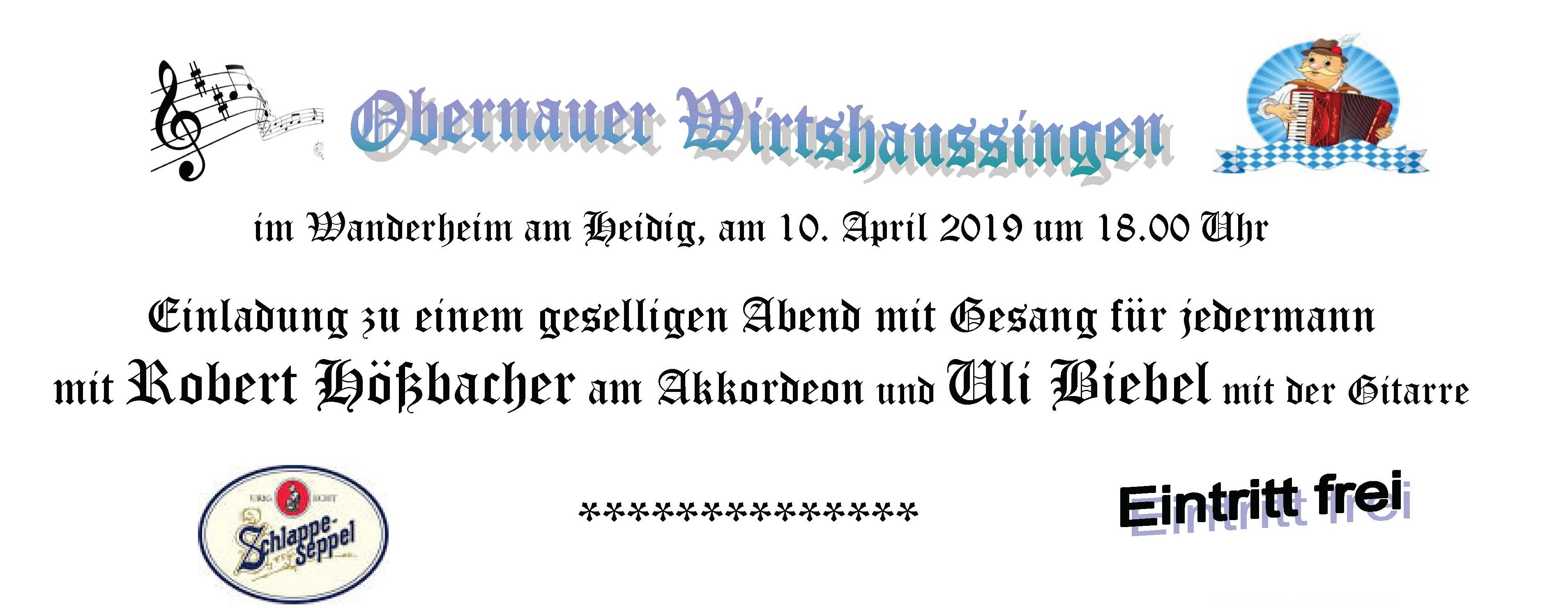 Wirtshaussingen am 10.4.