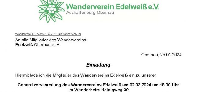 Generalversammlung am 2.3.24